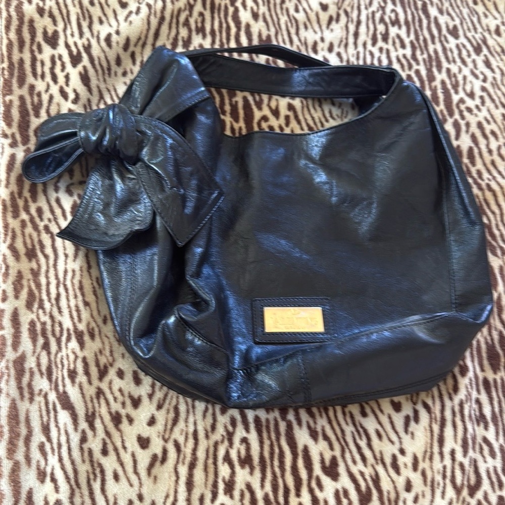 Valentino Garavani Black Hobo Bag with Glossy Finish